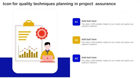 Icon For Quality Techniques Planning In Project Assurance Summary Pdf