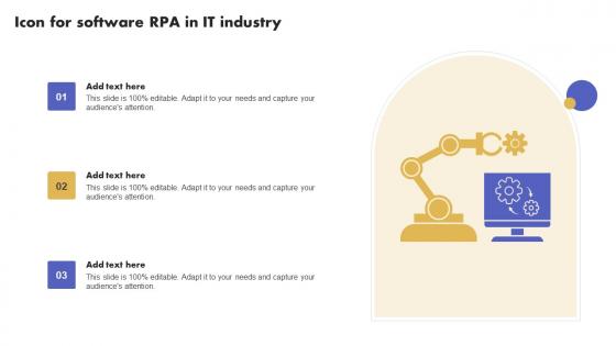 Icon For Software RPA In It Industry Slides Pdf