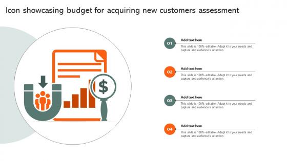 Icon Showcasing Budget For Acquiring New Customers Assessment Download Pdf