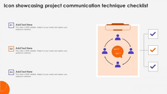 Icon Showcasing Project Communication Technique Checklist Demonstration Pdf