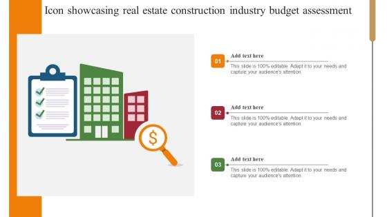 Icon Showcasing Real Estate Construction Industry Budget Assessment Pictures Pdf