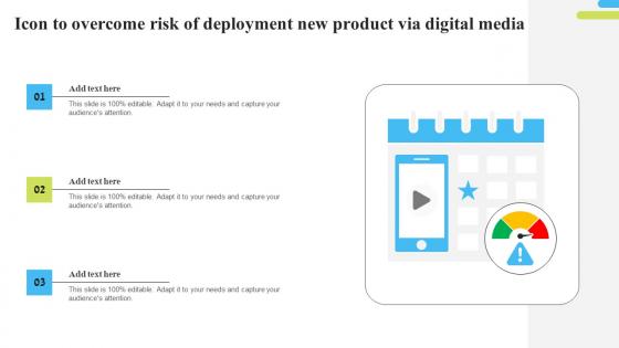 Icon To Overcome Risk Of Deployment New Product Via Digital Media Clipart Pdf