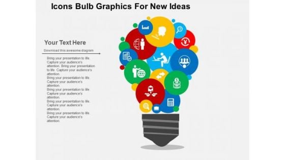 Icons Bulb Graphics For New Ideas PowerPoint Template