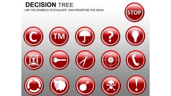 Icons For Decision Tree Nodes PowerPoint Slides
