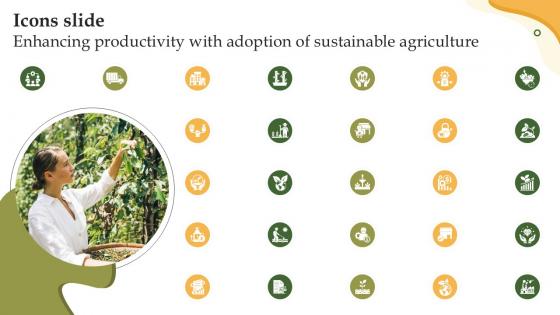 Icons Slide Enhancing Productivity With Adoption Of Sustainable Agriculture PPT PowerPoint