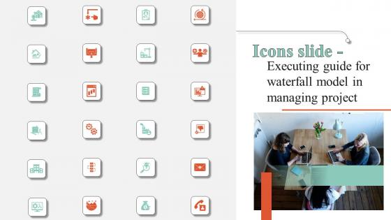 Icons Slide Executing Guide For Waterfall Model In Managing Project Diagrams Pdf