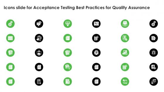 Icons Slide For Acceptance Testing Best Practices For Quality Assurance PPT Example