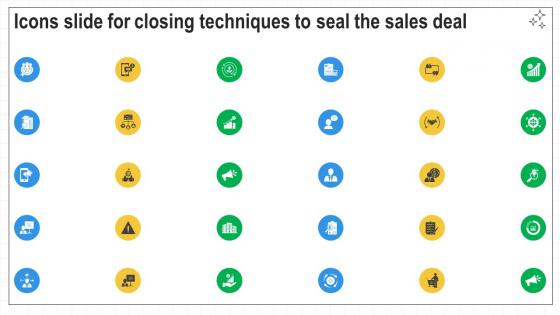 Icons Slide For Closing Techniques To Seal The Sales Deal SA SS V