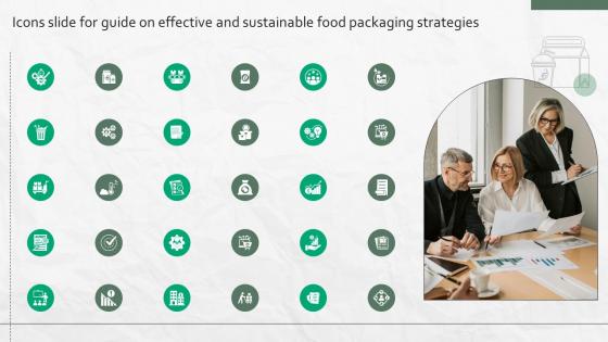 Icons Slide For Guide On Effective And Sustainable Food Packaging Strategies
