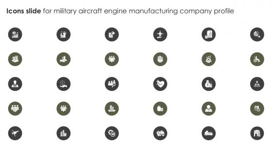 Icons Slide For Military Aircraft Engine Manufacturing PPT Example CP SS V