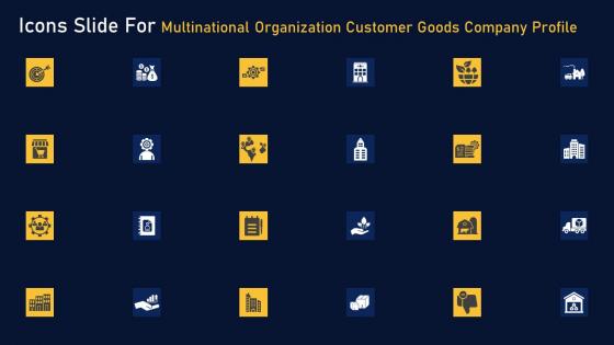 Icons Slide For Multinational Organization Customer Goods Company Profile Diagrams Pdf