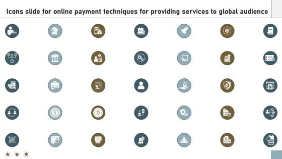 Icons Slide For Online Payment Techniques For Providing Services To Global Audience
