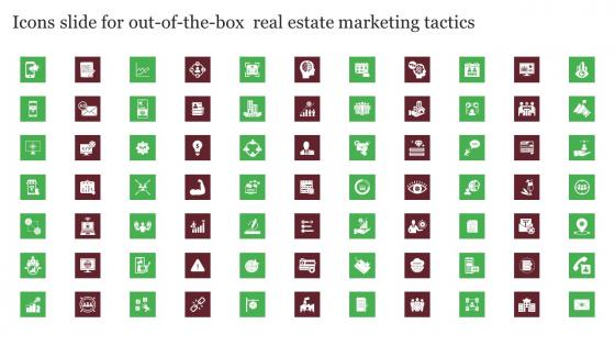 Icons Slide For Out Of The Box Real Estate Marketing Tactics Diagrams Pdf