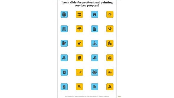 Icons Slide For Professional Painting Services Proposal One Pager Sample Example Document