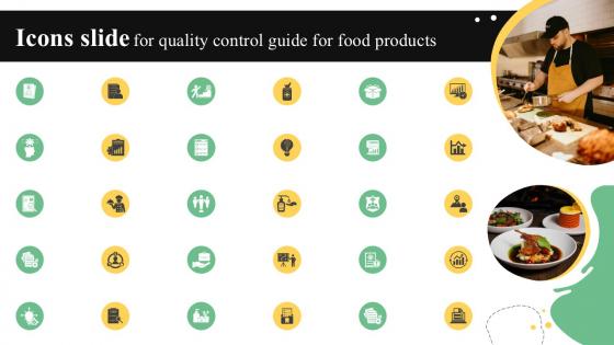 Icons Slide For Quality Control Guide For Food Products PPT Example
