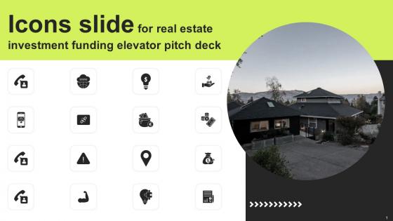 Icons Slide For Real Estate Investment Funding Elevator Pitch Deck Clipart PDF