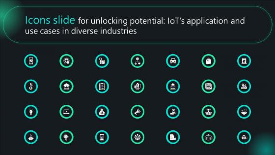 Icons Slide For Unlocking Potential IoTs Application And Use Cases In Diverse Industries IoT SS V