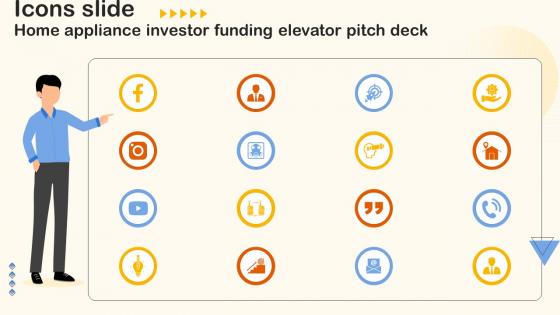 Icons Slide Home Appliance Investor Funding Elevator Pitch Deck