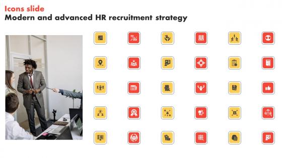 Icons Slide Modern And Advanced HR Recruitment Strategy Elements Pdf