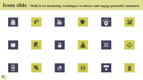 Icons Slide Multi Level Marketing Techniques To Attract And Engage Potential Customers Download Pdf