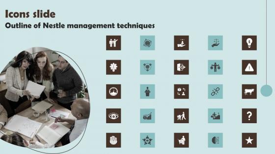 Icons Slide Outline Of Nestle Management Techniques Mockup Pdf