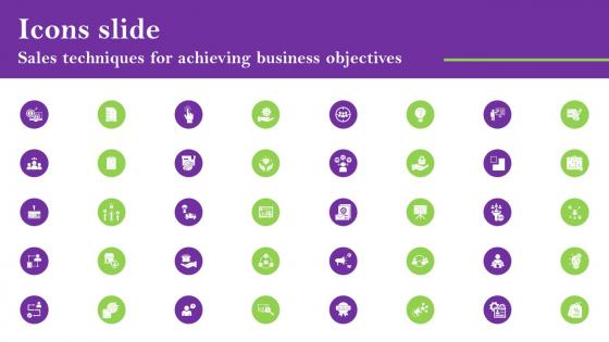 Icons Slide Sales Techniques For Achieving Business Objectives Infographics Pdf