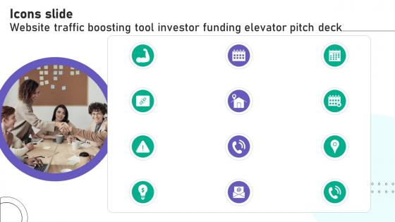 Icons Slide Website Traffic Boosting Tool Investor Funding Elevator Pitch Deck