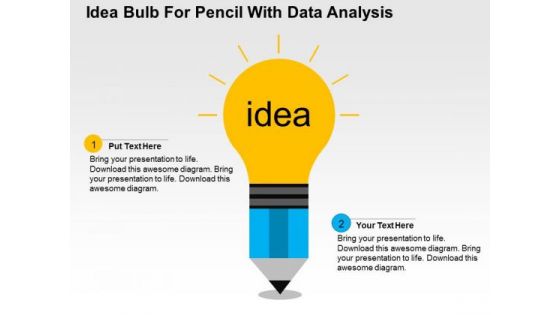 Idea Bulb With Pencil For Data Analysis PowerPoint Template