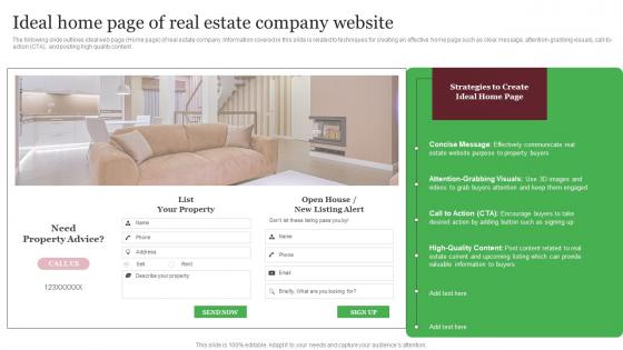 Ideal Home Page Of Real Estate Company Website Out Of The Box Real Graphics Pdf