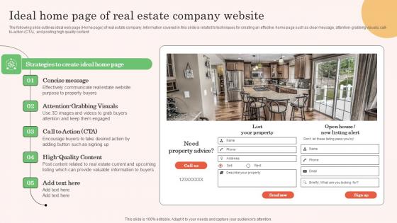 Ideal Home Page Of Real Estate Company Website Real Estate Property Marketing Pictures Pdf