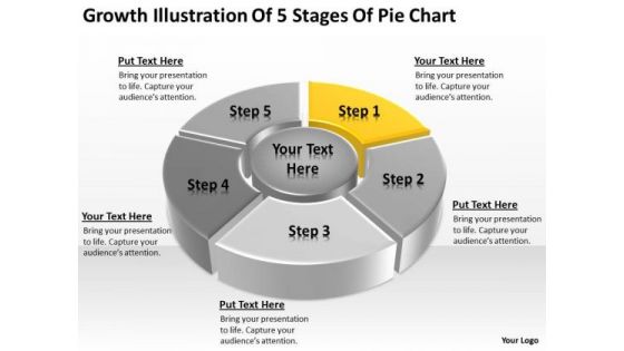 Illustration Of 5 Stages Pie Chart Ppt Business Plan PowerPoint Templates