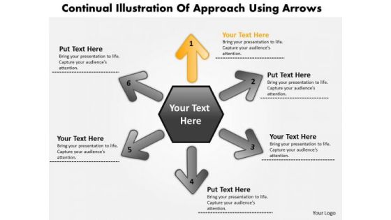 Illustration Of 6 Approach Using Arrows Circular Flow Motion Network PowerPoint Templates