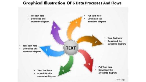 Illustration Of 6 Data Processes And Flows Circular Chart PowerPoint Templates