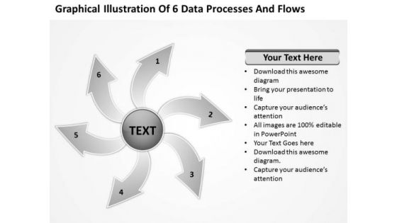 Illustration Of 6 Data Processes And Flows Circular Diagram PowerPoint Slides