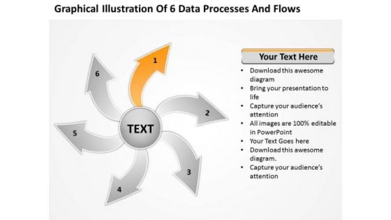 Illustration Of 6 Data Processes And Flows Circular Spoke Chart PowerPoint Slides