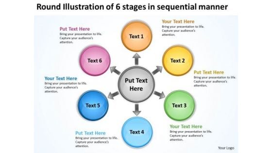 Illustration Of 6 Stages In Sequential Manner Arrows Network Software PowerPoint Templates