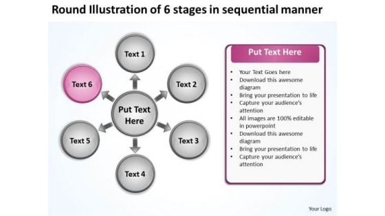 Illustration Of 6 Stages In Sequential Manner Chart Circular Diagram PowerPoint Templates