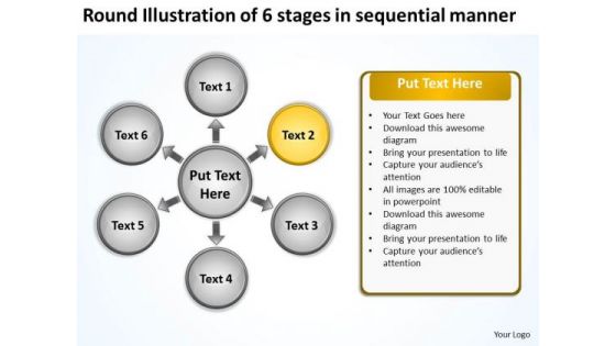 Illustration Of 6 Stages In Sequential Manner Circular Diagram PowerPoint Templates