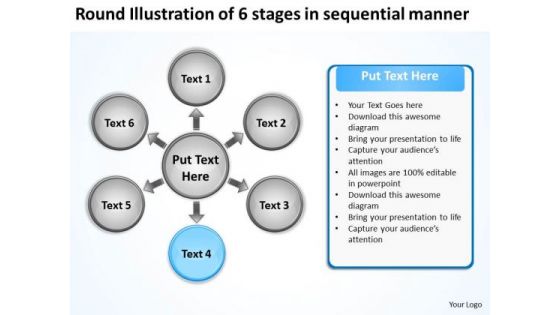 Illustration Of 6 Stages In Sequential Manner Cycle Circular Diagram PowerPoint Templates