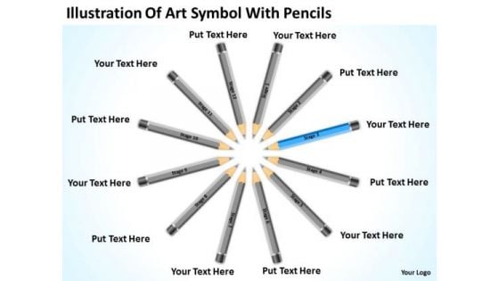 Illustration Of Art Symbol With Pencils Businessplan PowerPoint Templates