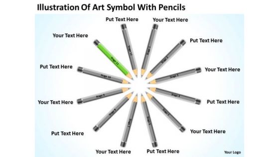 Illustration Of Art Symbol With Pencils Ppt Designing Business Plan PowerPoint Slides