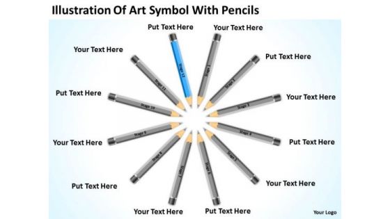 Illustration Of Art Symbol With Pencils Ppt Example Small Business Plan PowerPoint Slides