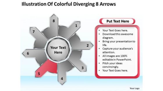 Illustration Of Colorful Diverging 8 Arrows Ppt Circular Flow Process PowerPoint Slides