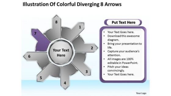 Illustration Of Colorful Diverging 8 Arrows Ppt Cycle Motion Chart PowerPoint Slides