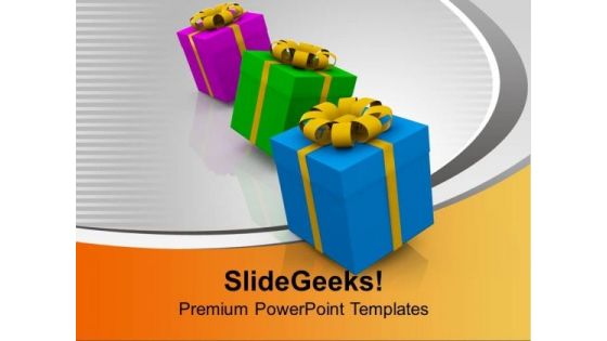 Illustration Of Gifts With Colorful Wrappings PowerPoint Templates Ppt Backgrounds For Slides 1212