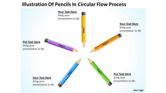 Illustration Of Pencils In Circular Flow Process Ppt 1 Business Plan Freeware PowerPoint Templates