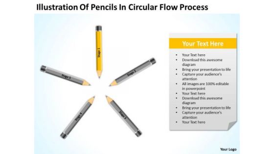 Illustration Of Pencils In Circular Flow Process Ppt Business Plan Project PowerPoint Templates