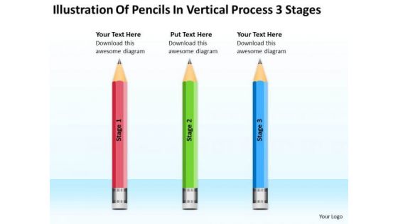 Illustration Of Pencils In Vertical Process 3 Stages Ppt Business Plan PowerPoint Slides