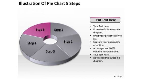 Illustration Of Pie Chart 5 Step Ppt Samples Business Plan PowerPoint Templates