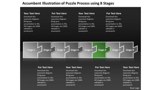 Illustration Of Puzzle Process Using 8 Stages Typical Flow Chart PowerPoint Templates